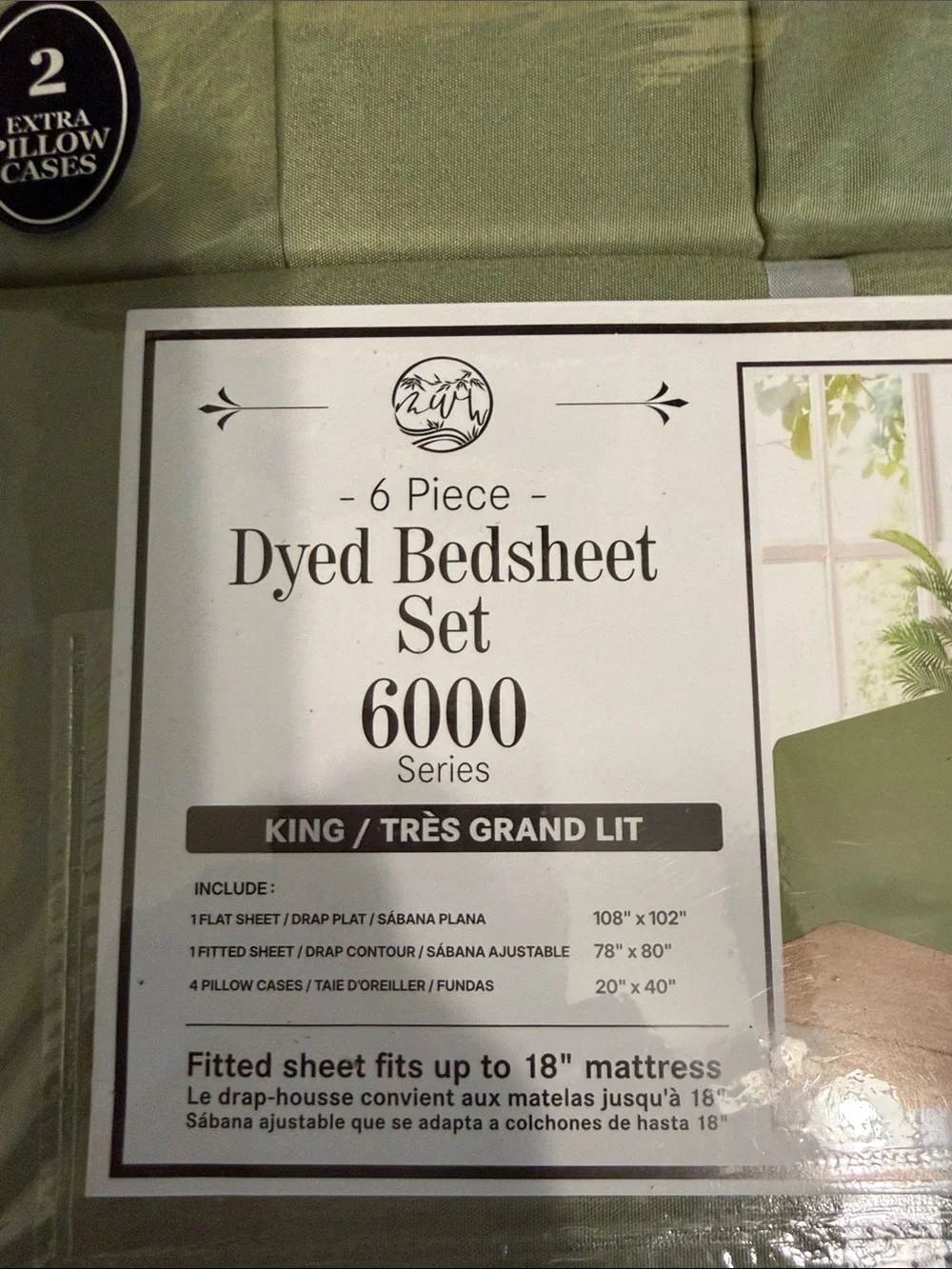6-Piece Dyed Bedsheet Set - Olive Green (King)